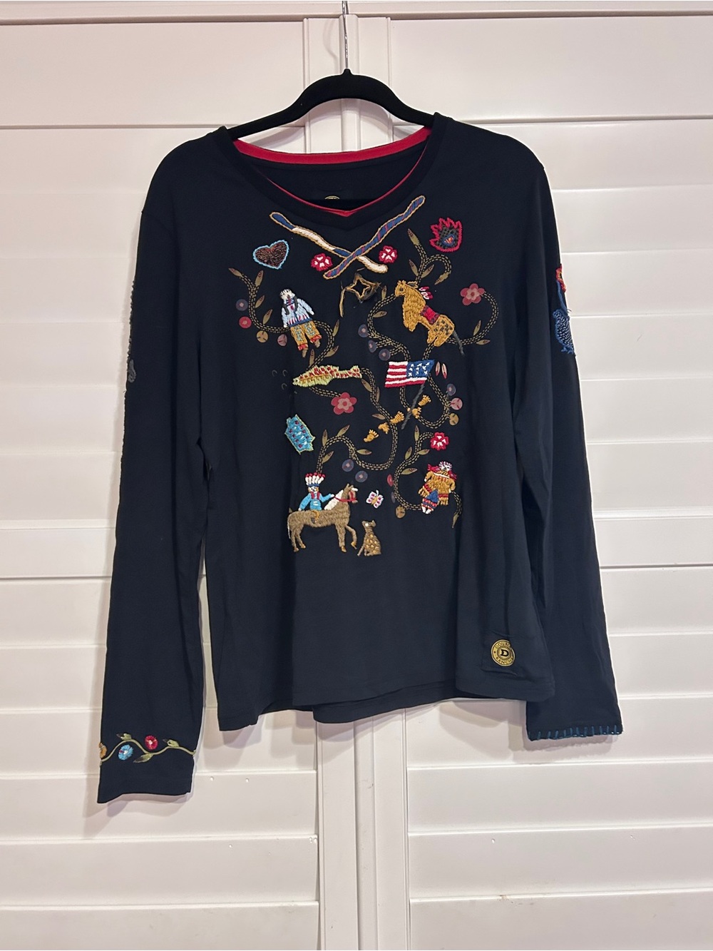 Double D Ranch Embroidered Long Sleeve Tee Black Size XL
